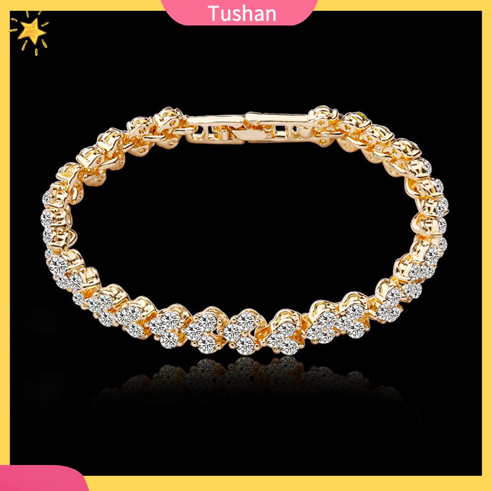 Vòng tay dát zircon toàn khối kiểu dáng thời trang thanh lịch cho nữ TUSH