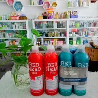 Bộ 2 Dầu Gội Bed Head TiGi Màu Xanh Và Đỏ (Gội và Xã)