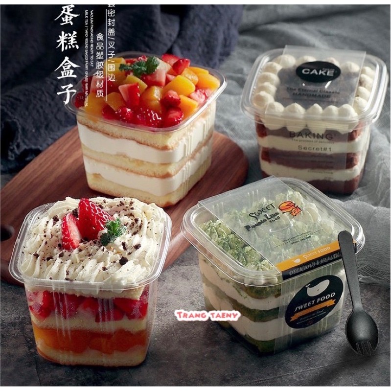 Hộp bánh mousse vuông có nắp 7cm (10 cái)