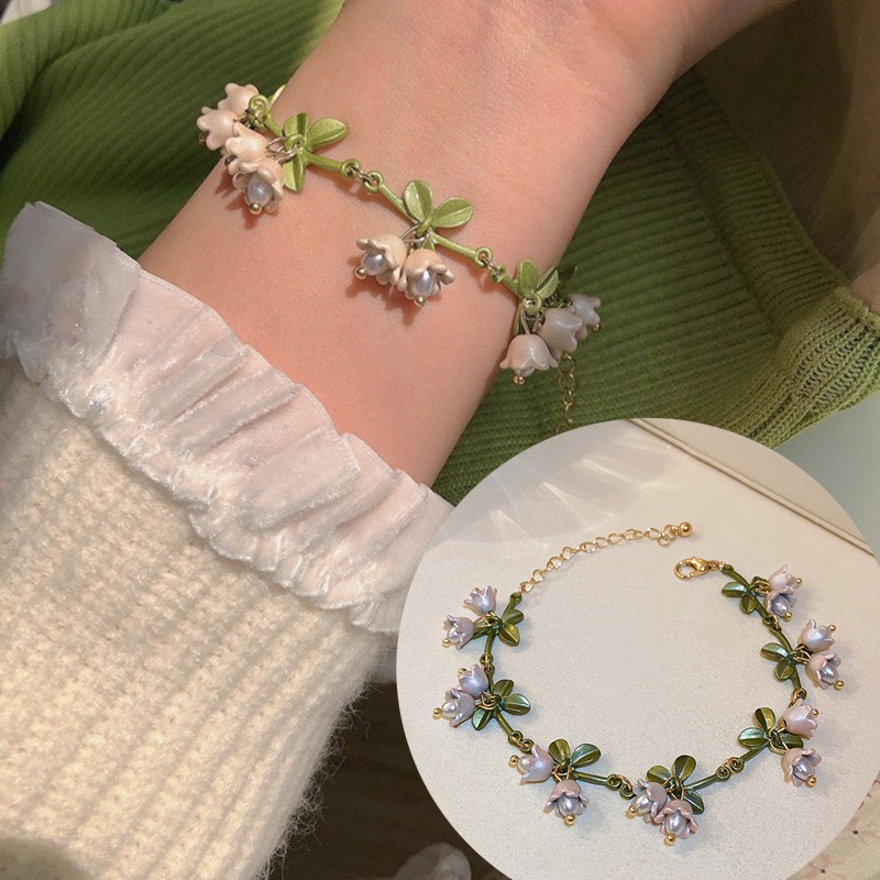Vòng Tay Ngọc Trai Hình Hoa Lan Xinh Xắn Thời Trang Mùa Xuân Cho Nữ
