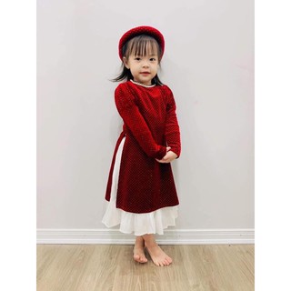 Áo dài nhung cho bé gái hàng thiết kế đẳng cấp