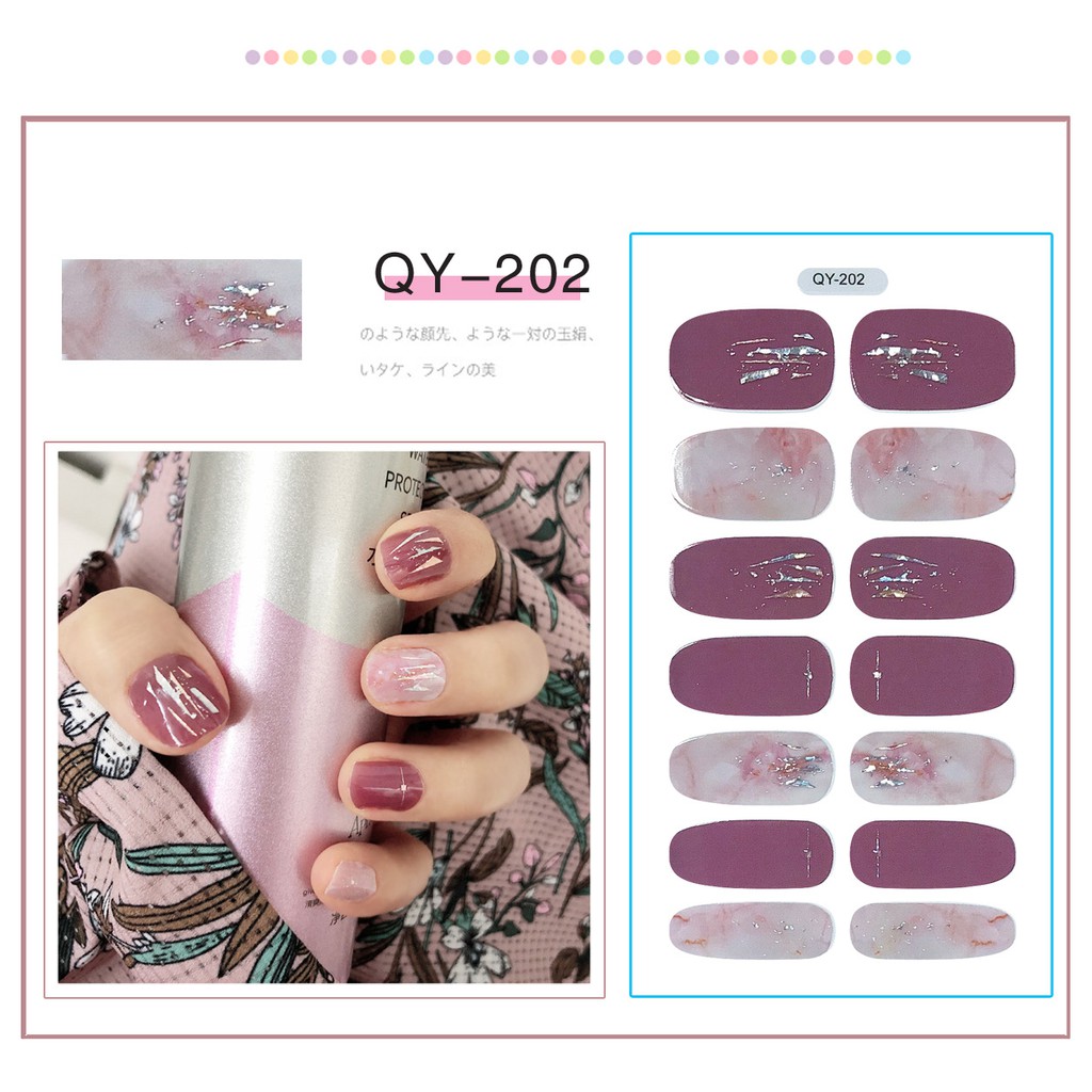 Bộ 14 sticker dán móng tay 3D chống thấm nước phong cách hàn quốc