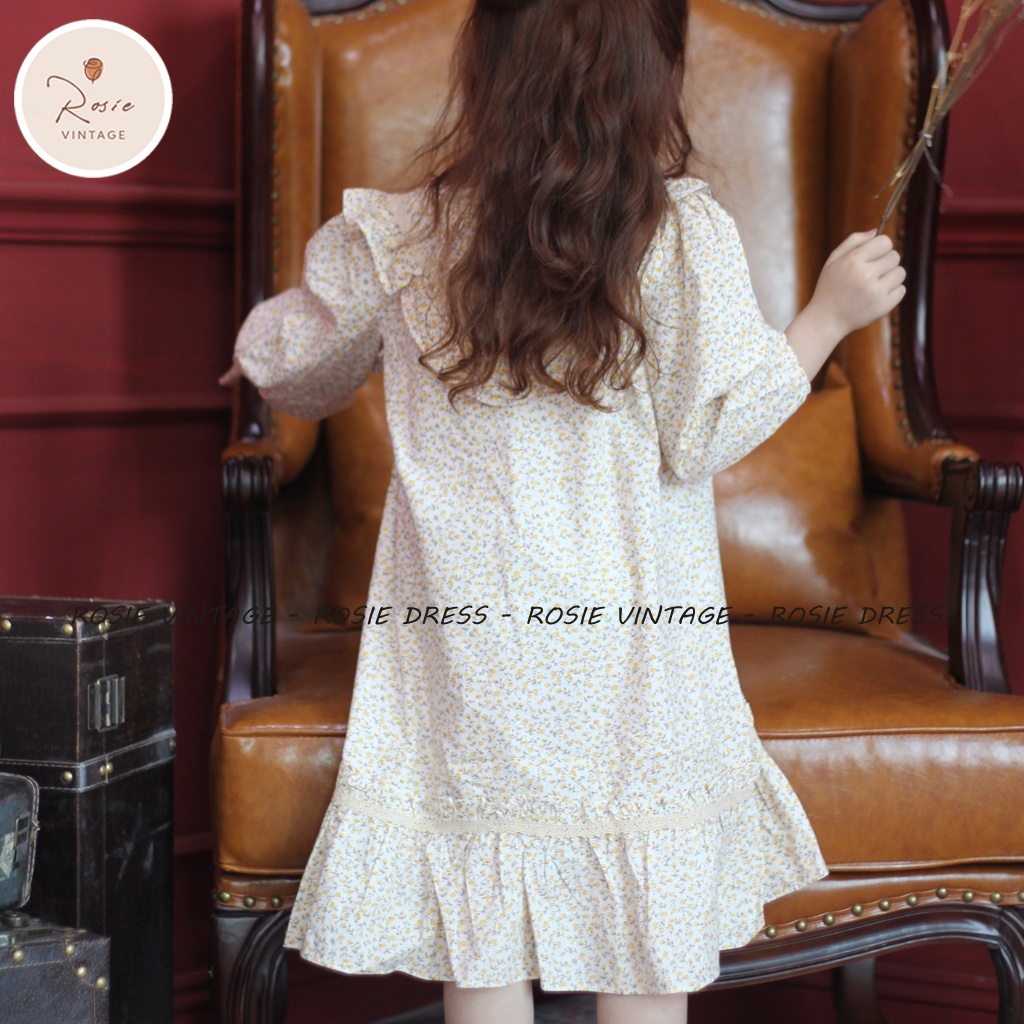 Váy hoa nhí trắng ROSIE V11 chất vải cotton mềm mịn cho bé gái từ 9-36kg