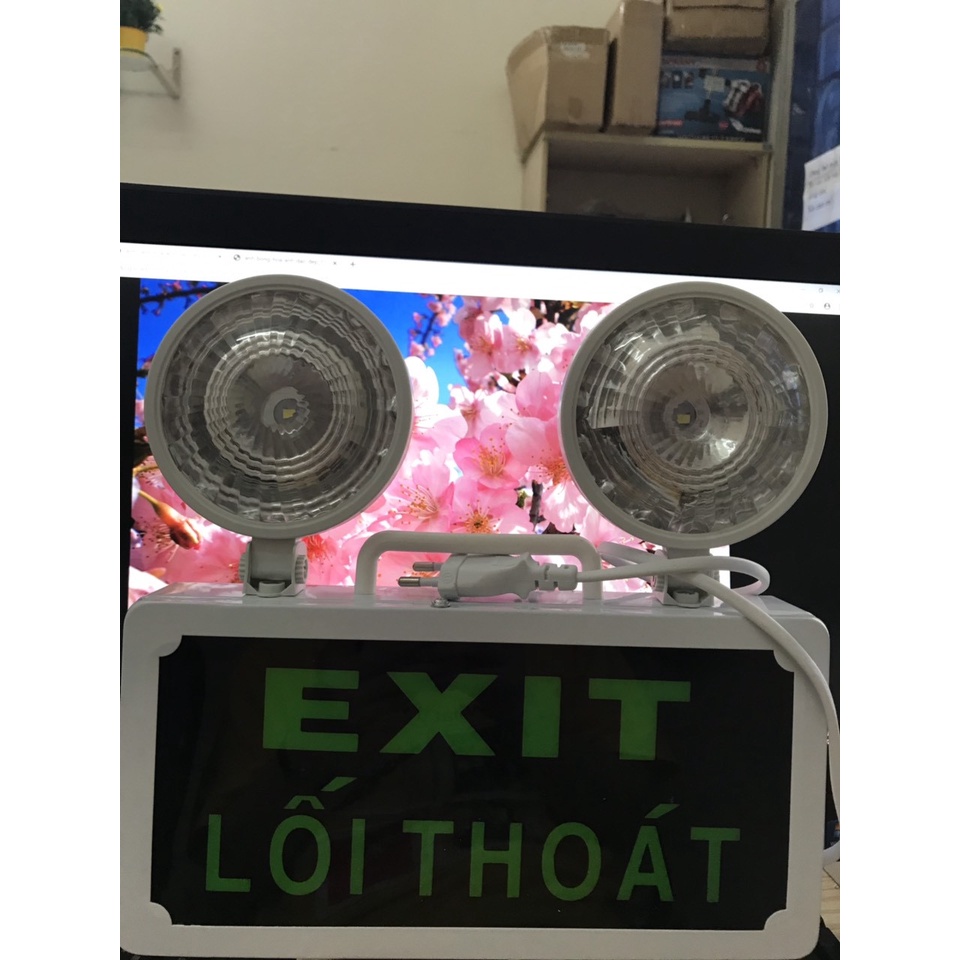 Đèn Sự Cố Khẩn Cấp Chiếu Sáng Kết Hợp Biển Chỉ Dẫn lối Thoát hiểm Exit , an toàn, tự động sáng khi mất điện