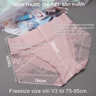 Quần lót Bigsize cạp cao cotton phối ren mềm mịn QL001