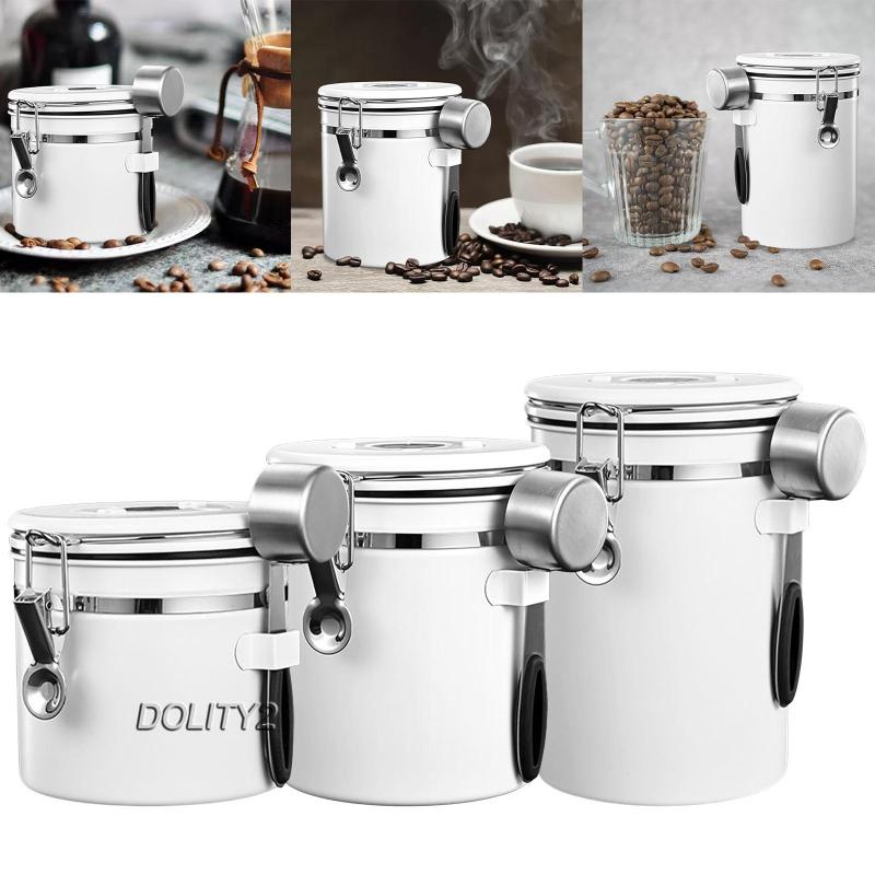 Hộp đựng hạt cafe có nắp đậy kín khí có muỗng bằng thép không gỉ