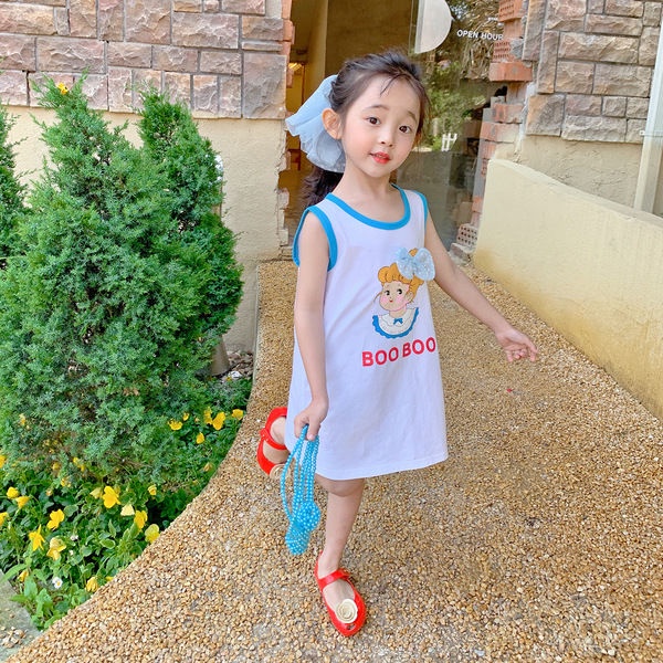 Đầm Sát Nách In Họa Tiết Hoạt Hình Đáng Yêu Thời Trang Hè 2023 Cho Bé Gái