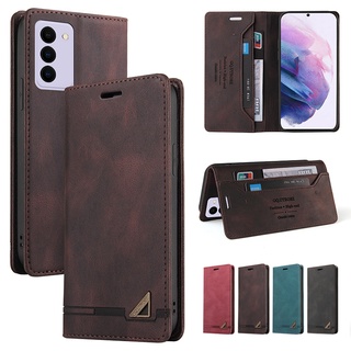 Bao Da Điện Thoại Dạng Ví Nắp Lật Làm Giá Đỡ Bảo Vệ Toàn Diện Kiểu Retro Thời Trang Cho Samsung S22 S21 S20 FE A53 A33 Vỏ
