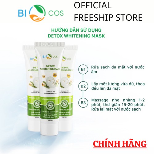 Mặt nạ thải độc dưỡng da BIOCOS,Detox Collagen làm trắng da,giảm mụn,se khít lỗ chân lông ,phục hồi cấp ẩm cho da 30g.