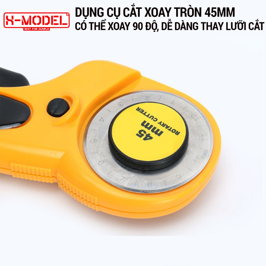 Dụng cụ cắt xoay tròn đa năng 45mm(màu vàng) lưỡi thép không rỉ, tay cầm tiện lợi, khóa bấm cố định hiện đại XMODEL XM45