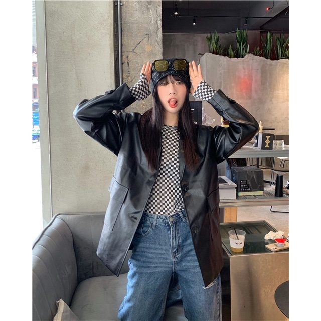 TKLIHN Áo Vest DA ulzzang OVERSIZE phong cách cá tính FASHIONITA 2021 | BigBuy360 - bigbuy360.vn