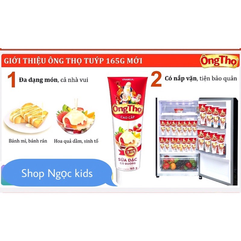 Sữa đặc ông thọ tuýp 165g dạng kem đánh răng tiện lợi