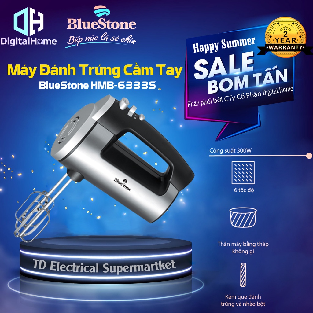 Máy Đánh Trứng BlueStone HMB-6333S, Công Suất 300W, 6 Tốc Độ,Bảo Hành Chính Hãng 2 Năm