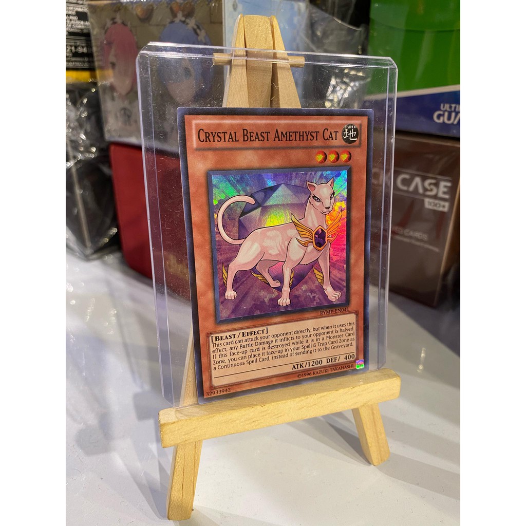 [ Dưa Hấu Yugioh ] Lá bài thẻ bài Crystal Beast Amethyst Cat – Super Rare - Tặng bọc bài nhựa bảo quản