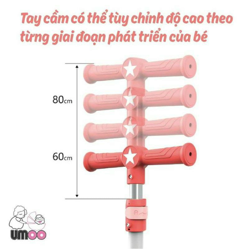 Xe trượt Scooter cho bé Umoo 2 trong 1 hình heo UM-0277, vừa là xe scooter vừa là xe chòi chân
