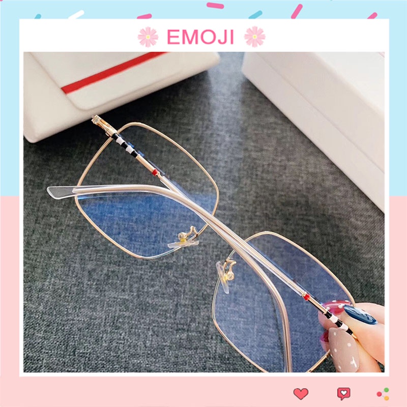Kính giả cận nữ gọng vuông phong cách Hàn Quốc chống ánh sáng xanh mắt kính không độ đẹp sang trọng EMOJI 020
