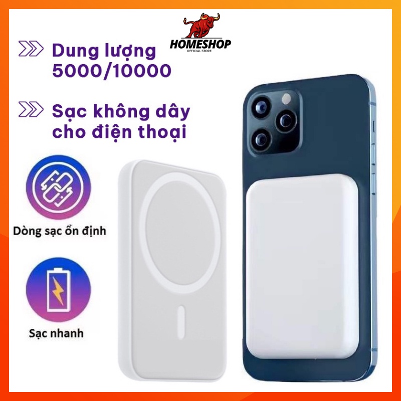Sạc Dự Phòng Không Dây Sạc Nhanh Pin 5000mah Mini Nhỏ Gọn Cao Cấp Hỗ Trợ Cho IP/Android