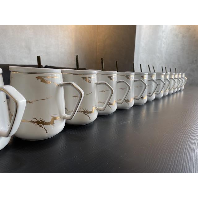 Bộ Cốc Uống Cafe, Ly Uống Trà Văn Phòng Nhà Hàng Khách Sạn 400ml Vân Đá Cẩm Thạch Cao Cấp