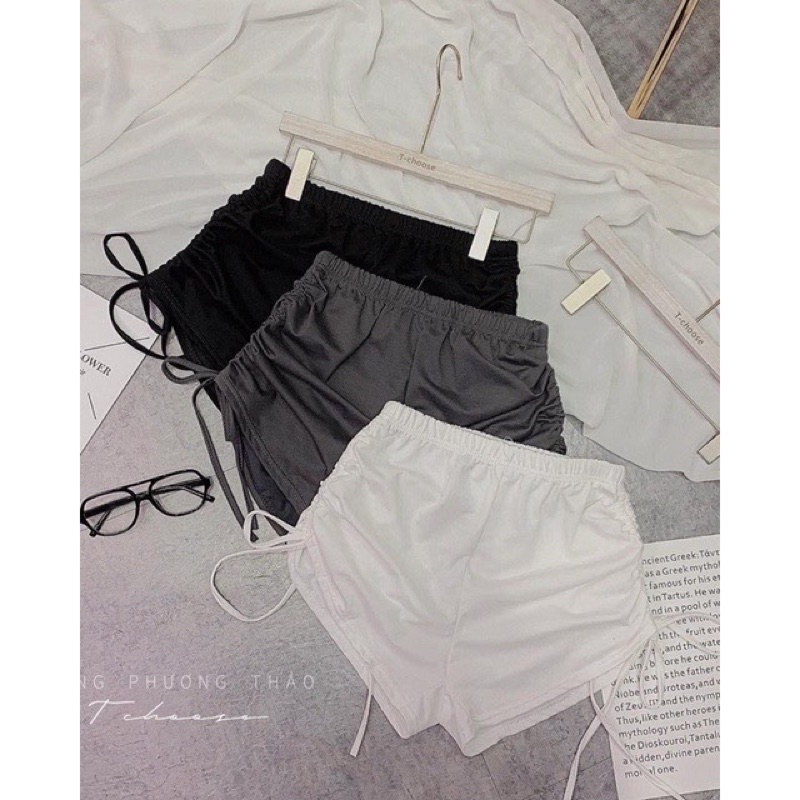 Quần đùi dây rút 2 bên đen trắng xám