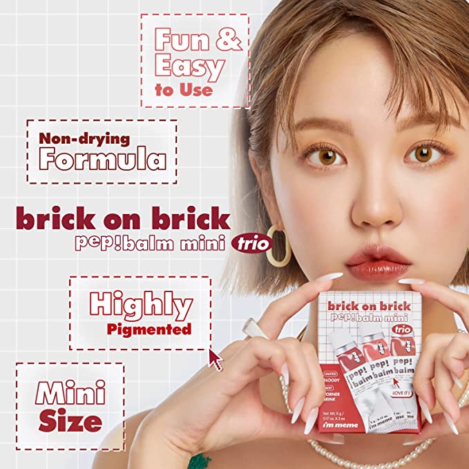 Set son I'm Meme Brick On Brick Pep! Balm Mini Trio