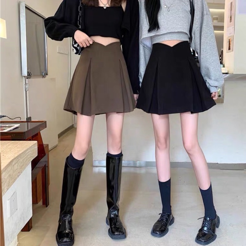 Chân váy xoè xếp ly cạp V, chân váy dáng A lưng cao ulzang | BigBuy360 - bigbuy360.vn