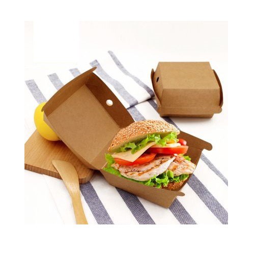 SET 10 HỘP GIẤY KRAF ĐỰNG HAMBUGER