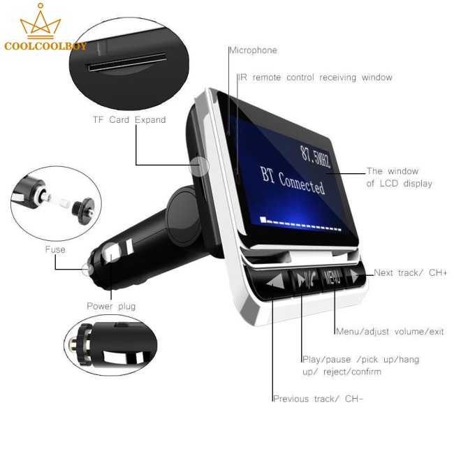 Máy Nghe Nhạc Mp3 Kết Nối Bluetooth Tích Hợp Đài Fm Kèm Điều Khiển Từ Xa Và Sạc Usb Tiện Dụng Cho Xe Hơi