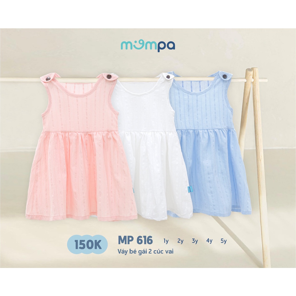 Váy bé gái 2 cúc vai họa tiết trẻ em Mompa