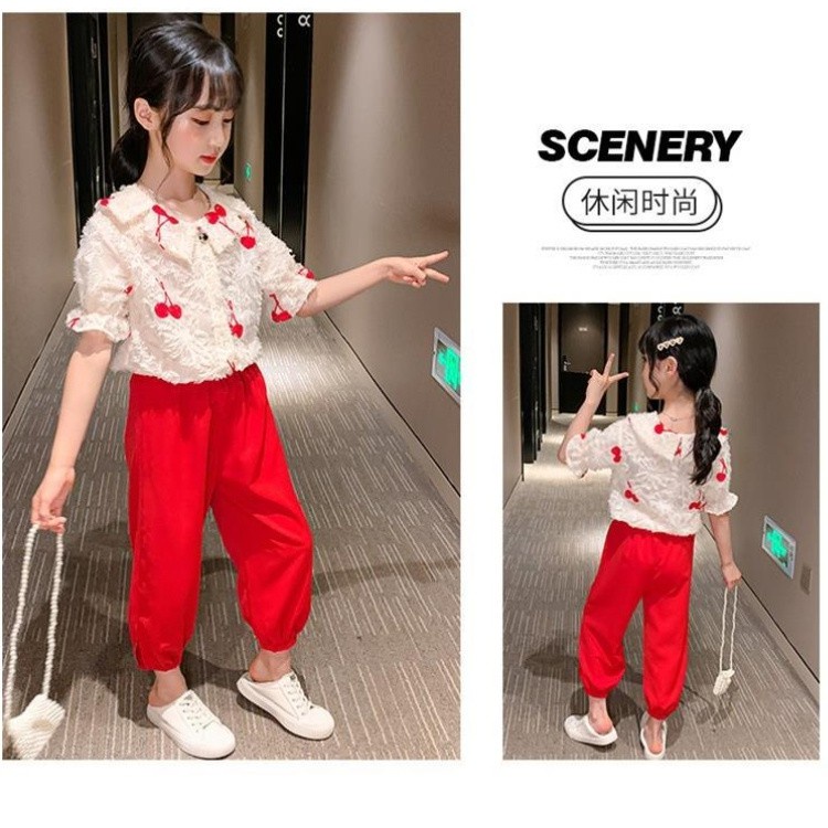 Bộ Đồ 2 / 8 Món Thêu Hình Trái Cherry Xinh Xắn Cho Bé Gái