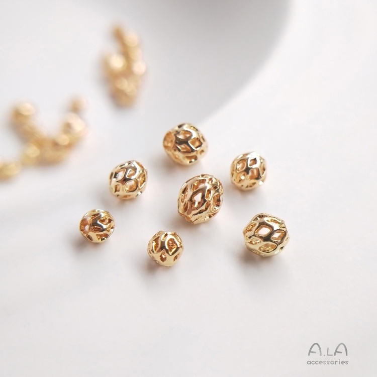 Bộ 10 hạt vuông rỗng 14K tự làm trang sức