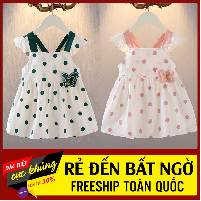 Váy chấm bi thắt nơ cho bé gái
