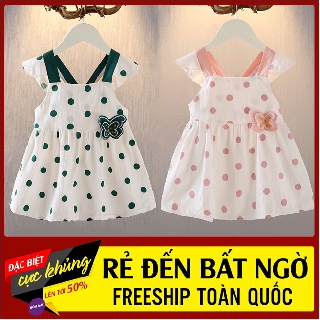 Váy chấm bi thắt nơ cho bé gái