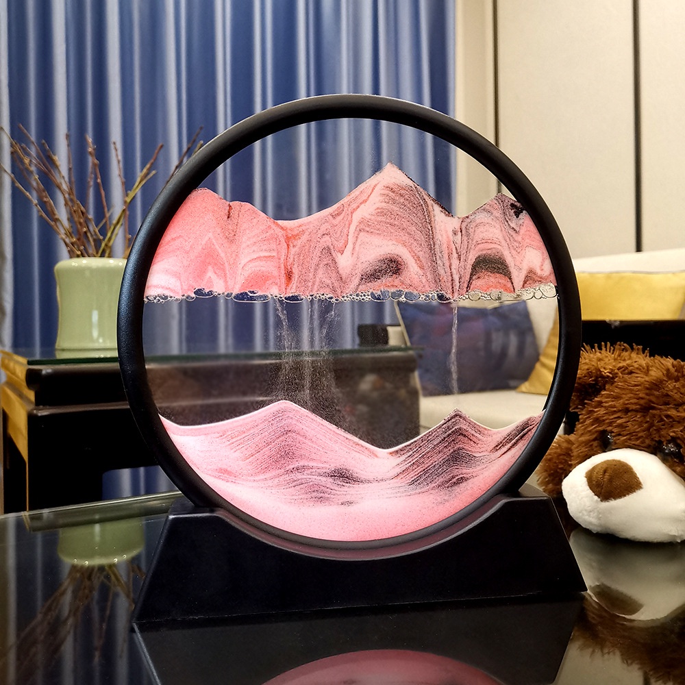 Tranh cát chuyển động 3d trang trí nghệ thuật hình tròn chữ nhật, tranh cát chảy lún quà tặng sinh nhật