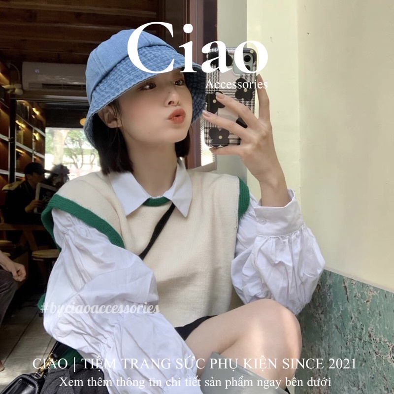 [HOẢ TỐC 1H] Nón tai bèo/ Nón vành hoạ tiết màu jean phong cách trendy mã 02 Ciao accessories