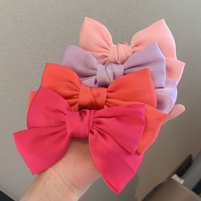 Phụ Nữ đơn Giản đơn Giản Satin Nơ Kẹp Tóc Phụ Kiện Tóc Nơ Dễ Thương Ngọt Ngào