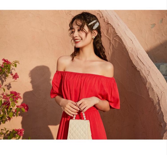 (Sẵn)Váy Maxi Trễ Vai Đi Biển 3 Tầng | BigBuy360 - bigbuy360.vn