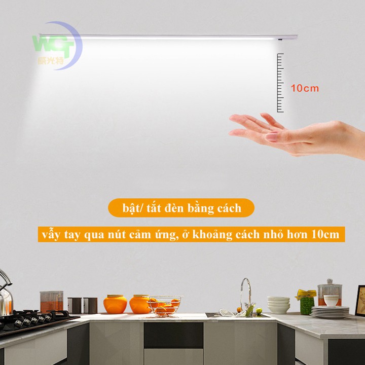 Đèn led cảm ứng vẫy tay lắp tủ bếp tủ quần áp dài 600mm kèm cục đổi nguồn 220V về 12v Dc