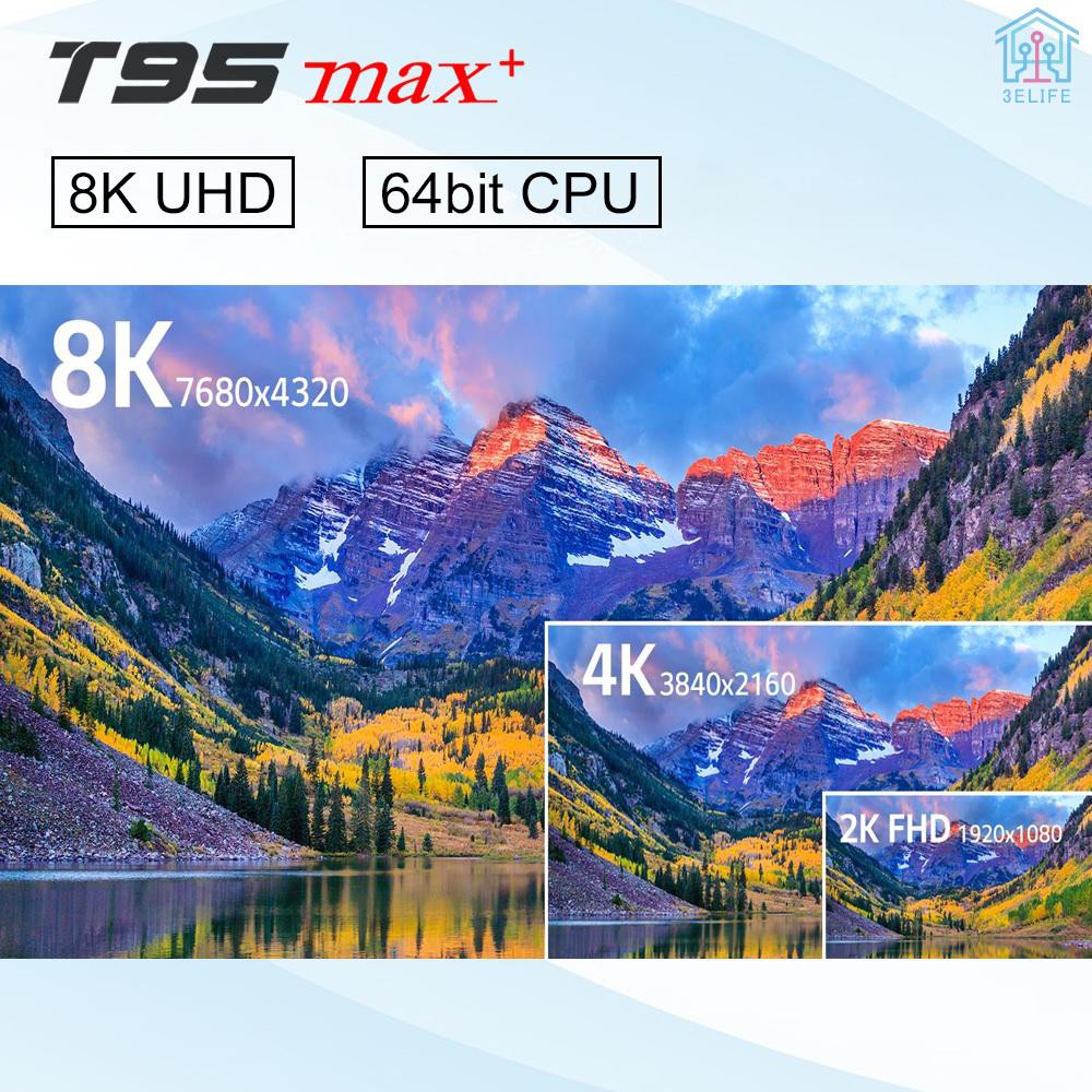 【E&amp;V】T95 MAX Plus Smart TV Box Android 9.0 S905X3 64 Bit 2.4G+5G Dual-band WiFi UHD 8K VP9 H.265 4GB/64GB