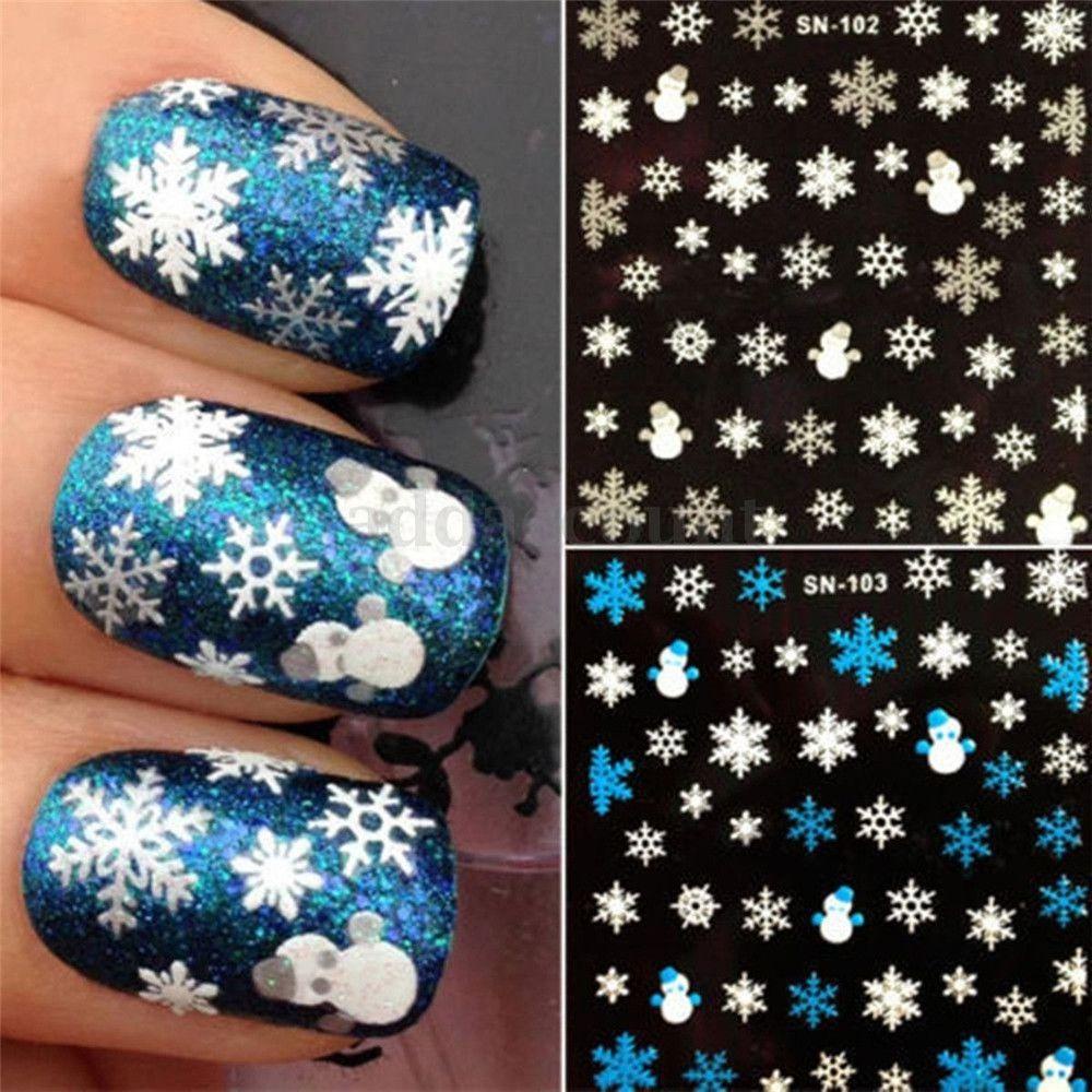 DIACHAVN Set 2 Miếng Dán Trang Trí Móng Tay Hình Bông Tuyết DIY Thời Trang Dành Cho Nữ