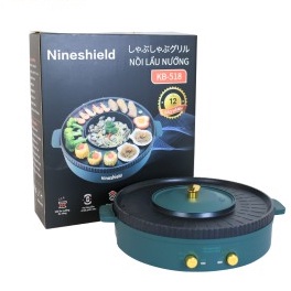 Nồi lẩu nướng không khói Nineshield KB-518 nấu được 2 món cùng lúc