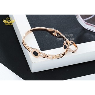 Bộ Trang Sức TiTan La Mã Mắc Xích Mặt Tròn Đen