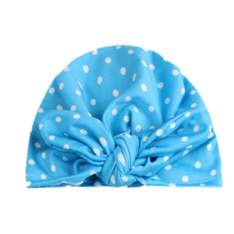 Nón turban chấm bi hình nơ bé gái 0-1 tuổi