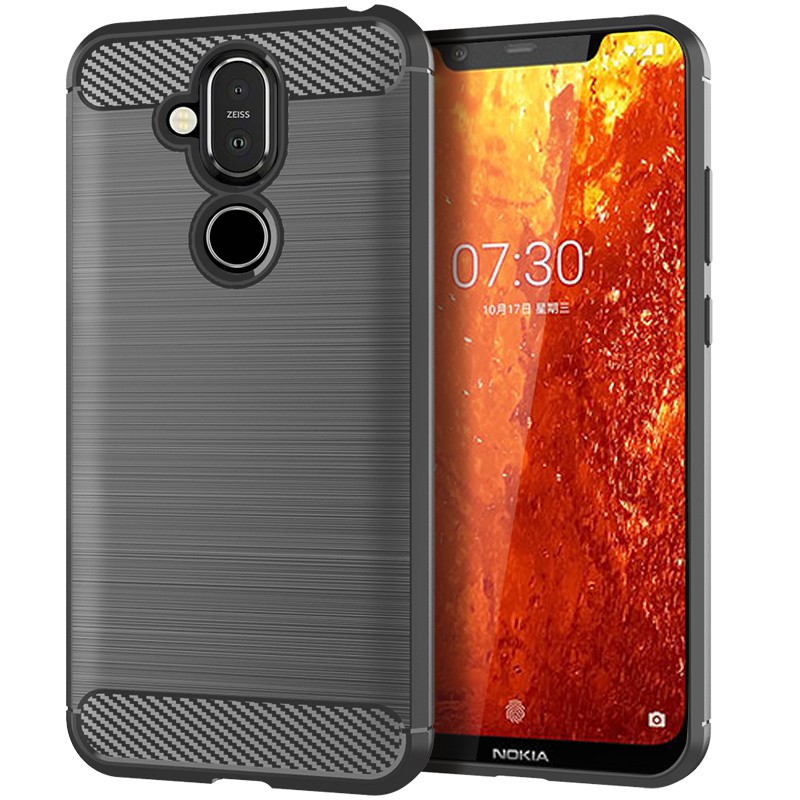 Ốp Điện Thoại Tpu Dẻo Họa Tiết Sợi Carbon Chống Sốc Cho Nokia 8.1 Nokia8.1