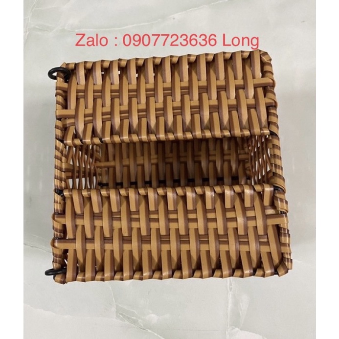 Hộp Đựng khăn Giấy Vuông Nhựa Giả Mây thích hợp nhà hàng Quán ăn loại đặc biệt có 3 Size