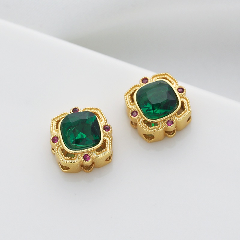 Hạt Đá Zircon Hình Vuông Màu Vàng Kim Mạ Điện Dùng Làm Trang Sức Thủ Công 10mm diy