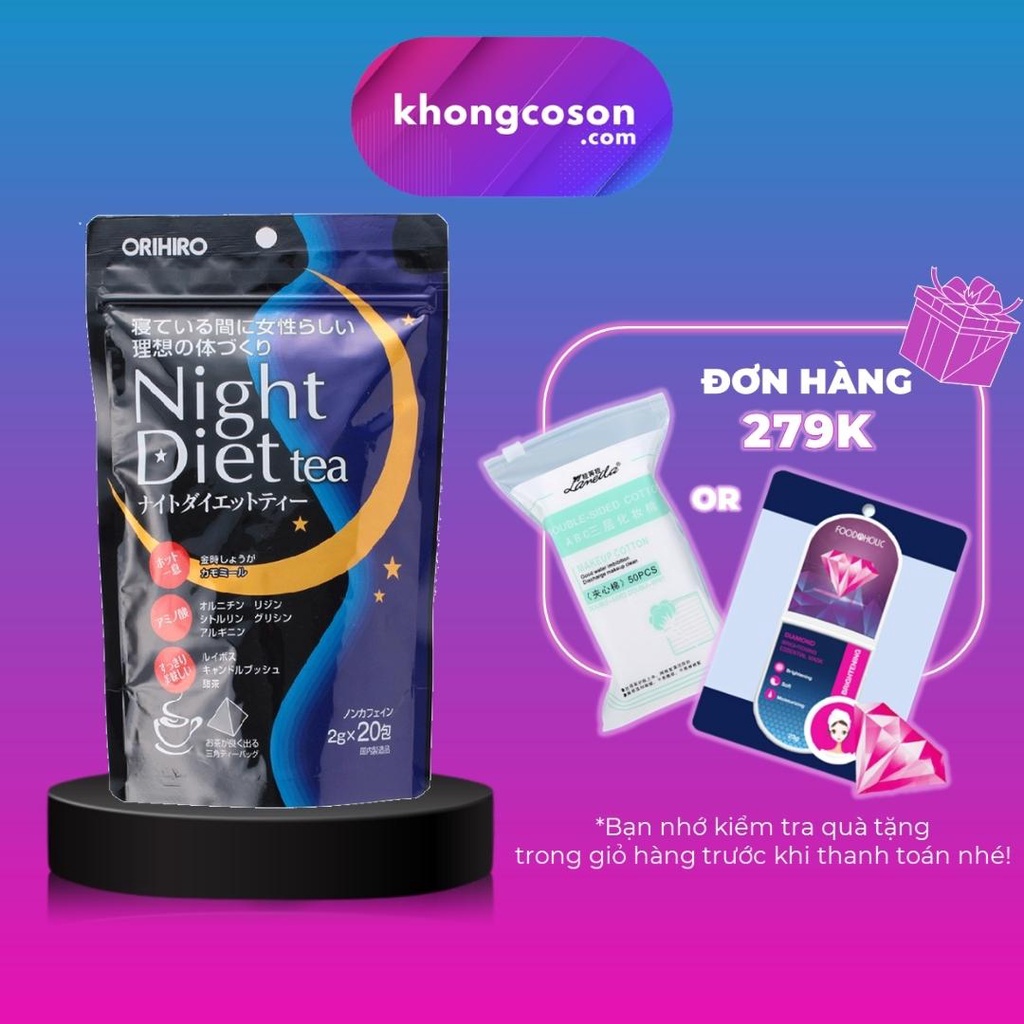 Trà Giảm Cân Night Diet Tea Orihiro Túi 20 và 24 gói - Khongcoson