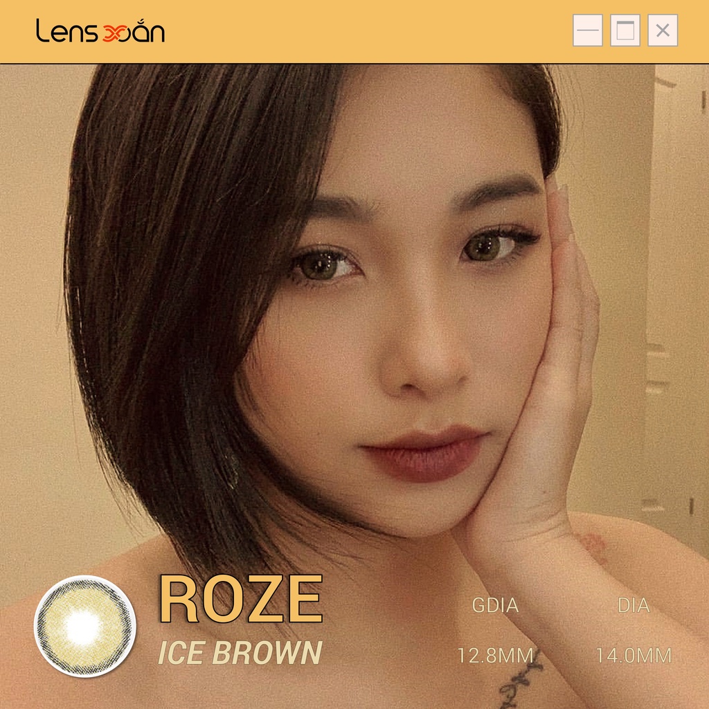 KÍNH ÁP TRÒNG ROZE ICE BROWN CỦA B.S.COR ( 6 THÁNG) : LENS NÂU RÊU VIỀN SÁNG TÂY | LENS XOẮN ( GIÁ 1 CHIẾC)