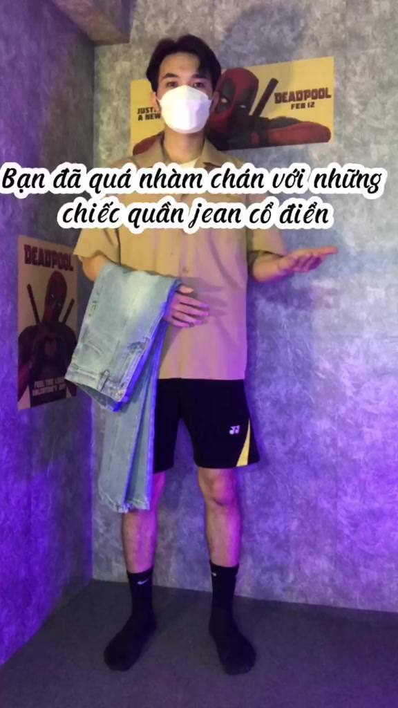 Quần jean nam, nữ ống loe, đứng màu xanh sọc giữa, form baggy suông chuẩn phong cách Hàn Quốc | BigBuy360 - bigbuy360.vn
