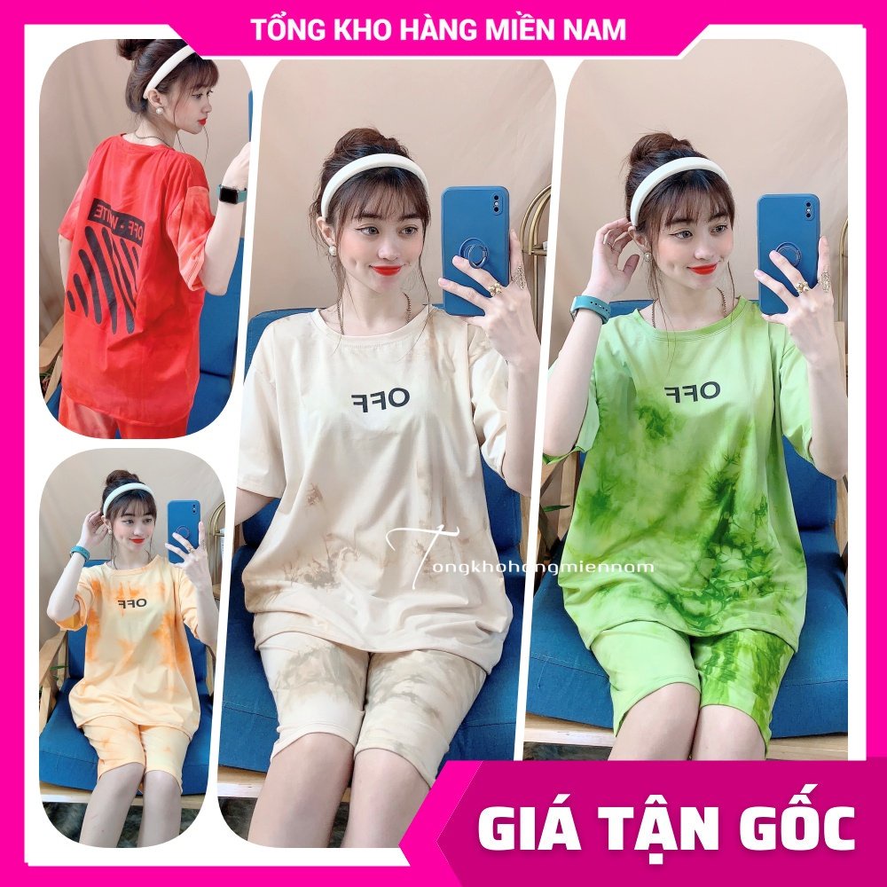 Đồ bộ nữ mặc nhà chất thun mềm mịn mát in họa tiết loang màu dễ thương TP88