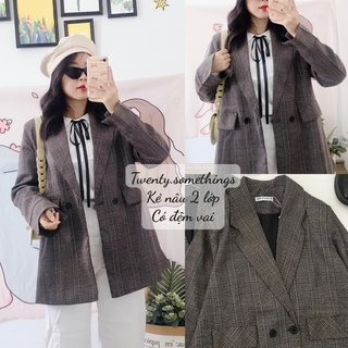Áo blazer kẻ 2 lớp có đệm vai